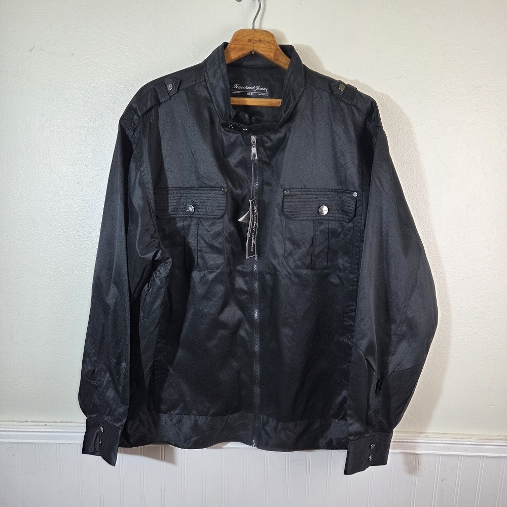 Knockout Jeans 3XLB Black Zip Jacket Big Tall NWT Military Style